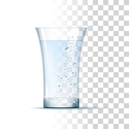Vodka Shot Served In The Slightly Glass. Front View. 3d Photo Realistic Vector Illustration Isolated On Transparent Backgroundのイラスト素材