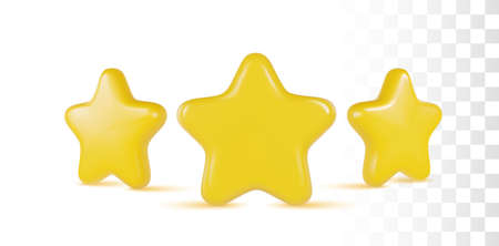 3d Yellow Shiny Star Icons. Vector Realistic Render Isolated On Transparent Background. Perspective Close Up Viewのイラスト素材