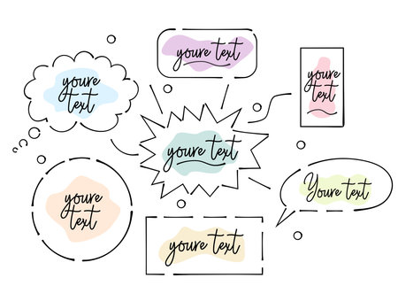 Simple Frames, Borders And Speech Bubbles Set. Templates Collection. Vector Illustration Isolated On Whiteのイラスト素材