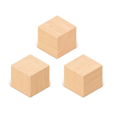 Set Of Wooden Isometric Cubes. Photo Realistic Vector Illustration Isolated On Whiteのイラスト素材