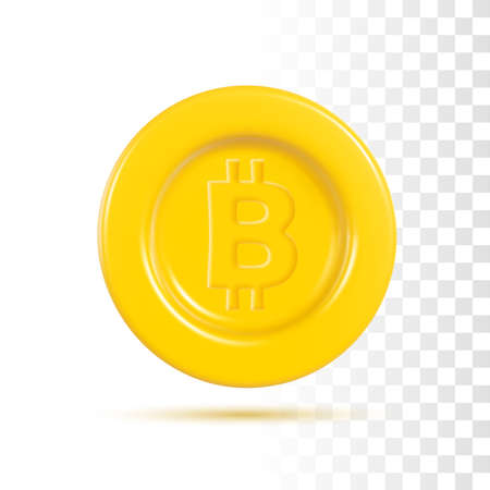 3d bitcoin coin. Vector Realistic Rendering. Concept Illustration Isolated On Transparent Backgroundのイラスト素材