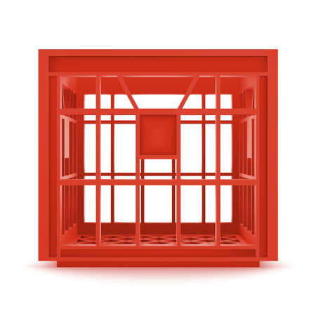 3d Empty Red Plastic Crate. Photo Realistic Vector Illustration Isolated On White. Front Perspective Viewのイラスト素材