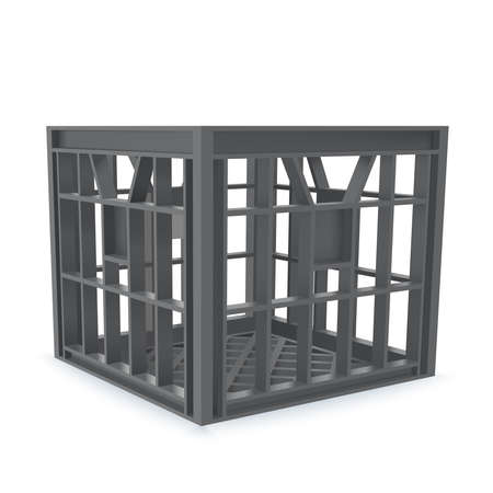 3d Gray Plastic Crate Template. Photo Realistic Vector Rendering Isolated On White Background. perspective viewのイラスト素材