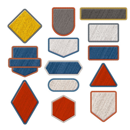Set Of Embroidery Patches. Vector Quality Templates For Apparel Printsのイラスト素材