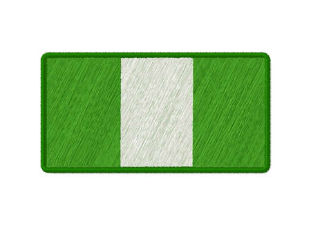 Flag Of Nigeria Patch. Vector Photo Realistic Embroidery Isolated On White Background.のイラスト素材