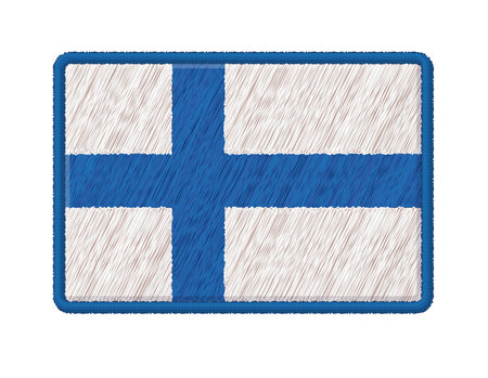 Flag Of Finland. Vector Photo Realistic Embroidery Patches Isolated On White Background.のイラスト素材