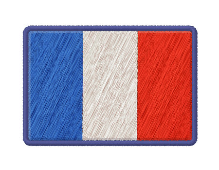 Flag Of France. Vector Photo Realistic Embroidery Patches Isolated On White Background.のイラスト素材