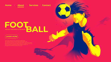 Vector illustration for ui or a landing page of the soccer or football player is hitting the ball with head to make a goal.のイラスト素材