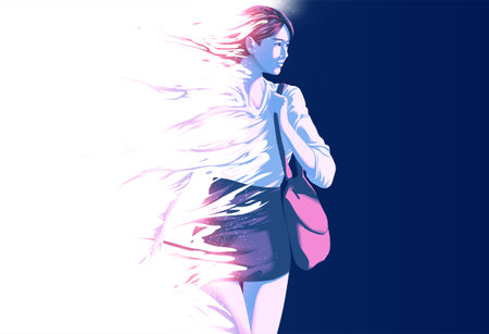 Vector illustration of an office woman in disintegrated effectのイラスト素材