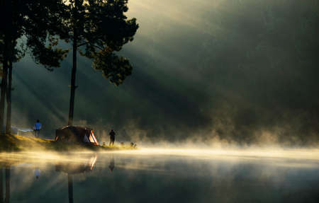 light and lakeの写真素材