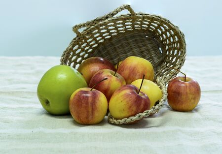 Apple in basketの写真素材