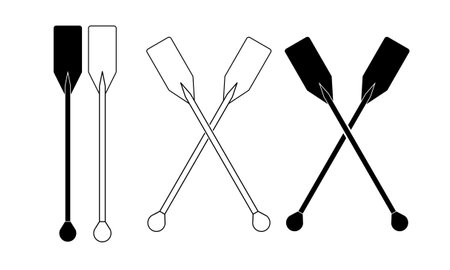 oars padlle icon set isolated on white backgroundのイラスト素材