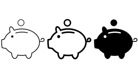 Piggy Bank icon set isolated on white backgroundのイラスト素材