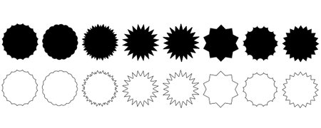 <p>sunburst badges set isolated on white background</p>のイラスト素材