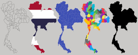 hand drawn Political map of kingdom of thailandのイラスト素材