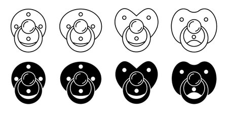 baby Dummy pacifier icon set isolated on white background