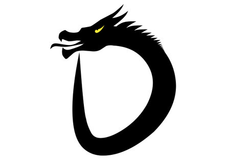 initial letter d dragon simple logo isolated on white backgroundのイラスト素材