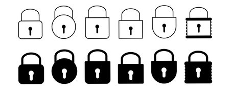 <p>padlock icon set isolated on white background</p>のイラスト素材