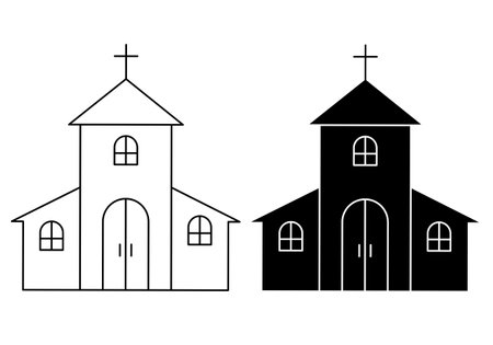 church icon set isolated on white backgroundのイラスト素材
