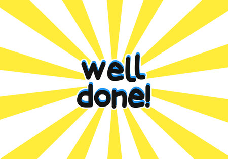 <p>Well Done lettering sign, Congratulations message, calligraphic text on white background</p>のイラスト素材