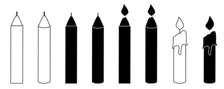 candle icon set with different style isolated on white backgroundのイラスト素材