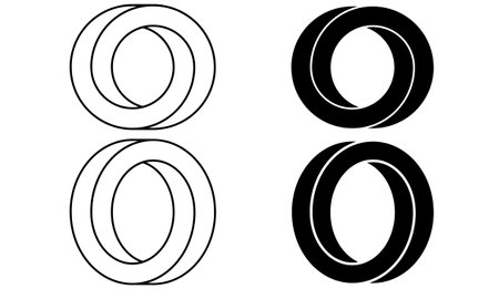 outline silhouette Impossible circle shape set isolated on white background.letter o logoのイラスト素材