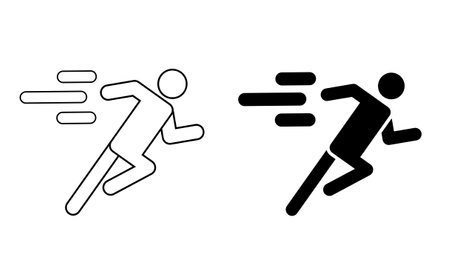 outline Silhouette fast running icon set isolated on white backgroundのイラスト素材