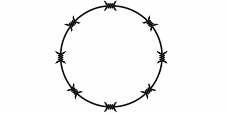rounded barbed wire frame with copy spaceのイラスト素材