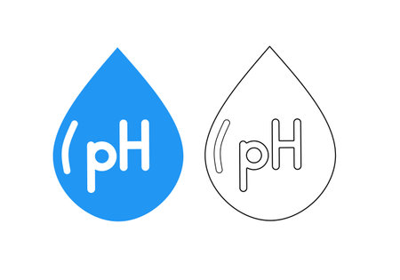 outline silhouette ph icon set with water drop isolated on white backgroundのイラスト素材