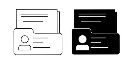 outline silhouette portfolio icon set isolated on white backgroundのイラスト素材