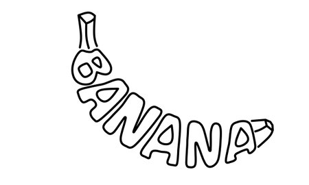 banana hand lettering in the shape of a banana fruitのイラスト素材