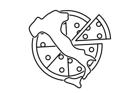 Italian pizza with Italian map logoのイラスト素材