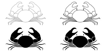 outline silhouette crab icon set isolated on white backgroundのイラスト素材