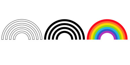 outline silhouette rainbow icon set isolated on white backgroundのイラスト素材