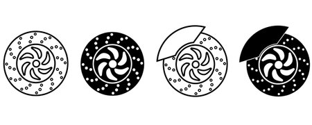 disc brake icon set isolated on white backgroundのイラスト素材