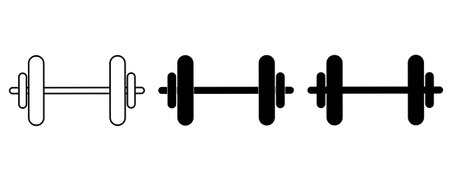 outline silhouette dumbbell icon set isolated on white backgroundのイラスト素材