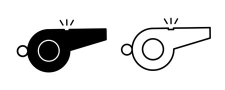 outline silhouette whistle icon set isolated on white backgroundのイラスト素材