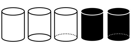 outline silhouette cylinder icon set isolated on white backgroundのイラスト素材
