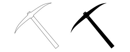 outline silhouette pickaxe icon set isolated on white backgroundのイラスト素材