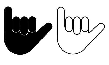 outline silhouette Shaka hand sign set isolated on white backgroundのイラスト素材