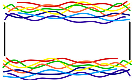 wavy line rainbow color frame with copy space for your text or designのイラスト素材