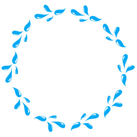 rounded blue water splash frame with copy space for your text or designのイラスト素材