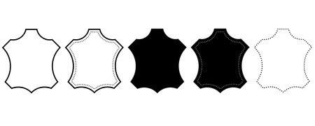 outline silhouette leather icon set isolated on white background