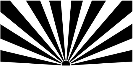 black white half sunburst iconのイラスト素材