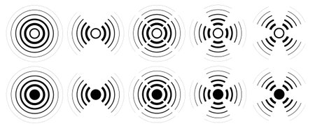 sonar sound icon set isolated on white backgroundのイラスト素材