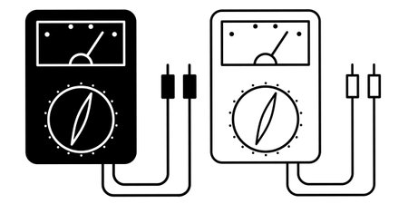 outline silhouette multimeter icon set isolated on white backgroundのイラスト素材