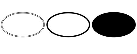 outline silhouette oval shape set isolated on white backgroundのイラスト素材
