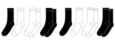 outline silhouette Socks icon set isolated on white backgroundのイラスト素材