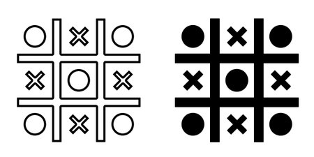 outline silhouette tic Tac toe icon set isolated on white backgroundのイラスト素材