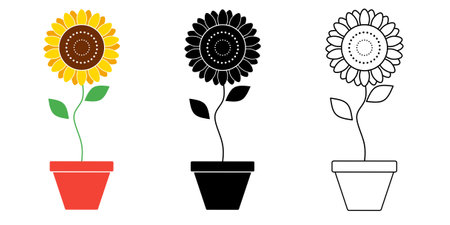 sunflower pot vector illustration isolated on white backgroundのイラスト素材